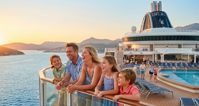 Family on a cruise ship