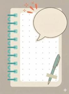 Notepad with thought bubble and pen